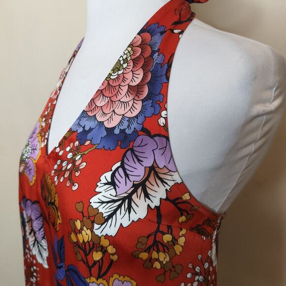 Express Halter Top Tank Floral Stripe Satin - Picture 6 of 10